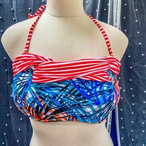 NICOLE MILLER NWT Red Striped Vibrant Colorful Palm Leaf Bikini Set Size 10